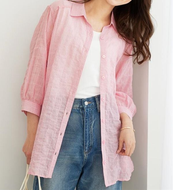 BELLUNA（ベルーナ）の「綿混テンセルぽこぽこシアーシャツチュニック（チュニック）」｜詳細画像