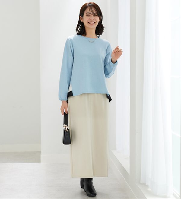 BELLUNA（ベルーナ）の「裾配色プリーツデザインプルオーバー（カットソー）」｜詳細画像