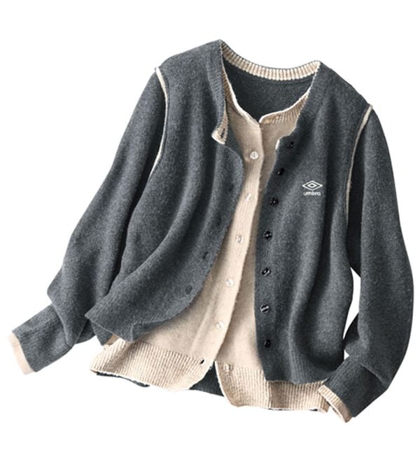 BELLUNA（ベルーナ）の「【ＵＭＢＲＯ】重ね着風レイヤードカーディガン（ニットカーディガン）」｜詳細画像