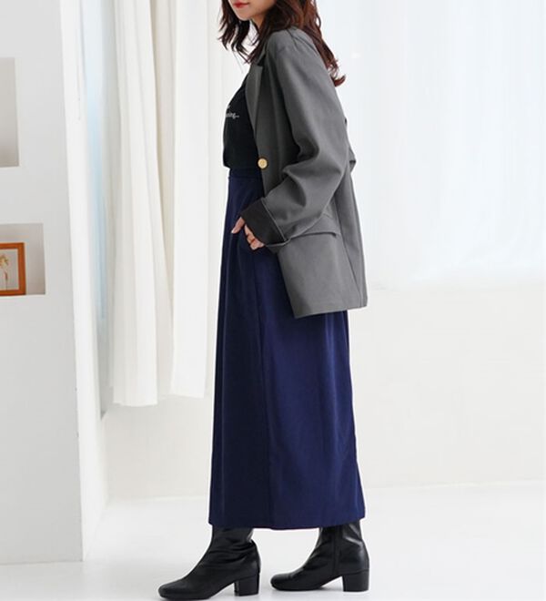 A HAPPY MARILYN（アハッピーマリリン）の「【Ｌ～８Ｌ】腰の張りを拾わない カラーで楽しむ 裏起毛バージョン タイトスカート（ロングスカート）」｜詳細画像