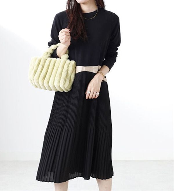 BELLUNA（ベルーナ）の「【Ｌａｇｒｉｌｕａ】プリーツ切替ドッキングワンピース（ドッキングワンピース）」｜詳細画像