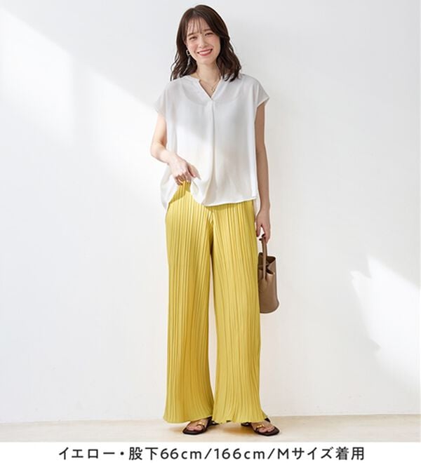 Viola e Viola（ヴィオラ エ ヴィオラ）の「着心地楽ちん！さらっと軽やかプリーツパンツ（フルレングスパンツ）」｜詳細画像