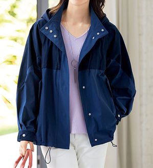 ルフラン（ルフラン）の「お出かけに便利な配色パーカー（ハーフコート）」｜ネイビー