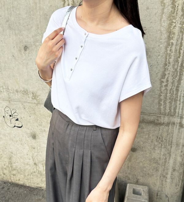 GeeRA（ジーラ）の「綿１００％前後２ＷＡＹシルケットフレンチスリーブカットソー（Tシャツ）」｜詳細画像