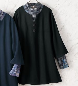 ルフラン（ルフラン）の「ジャカード柄チュニックアンサンブル（ワンピースセットスーツ）」｜黒系