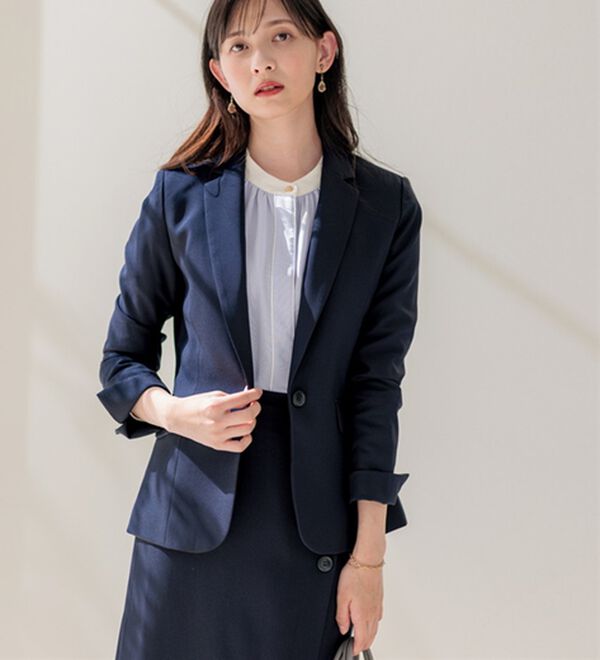 GeeRA（ジーラ）の「【ジャケット+2ボトム】洗えるストレッチ！ジャケット＆ブラウス＆ワイドパンツ＆スカートスーツセット（パンツスーツ）」｜詳細画像