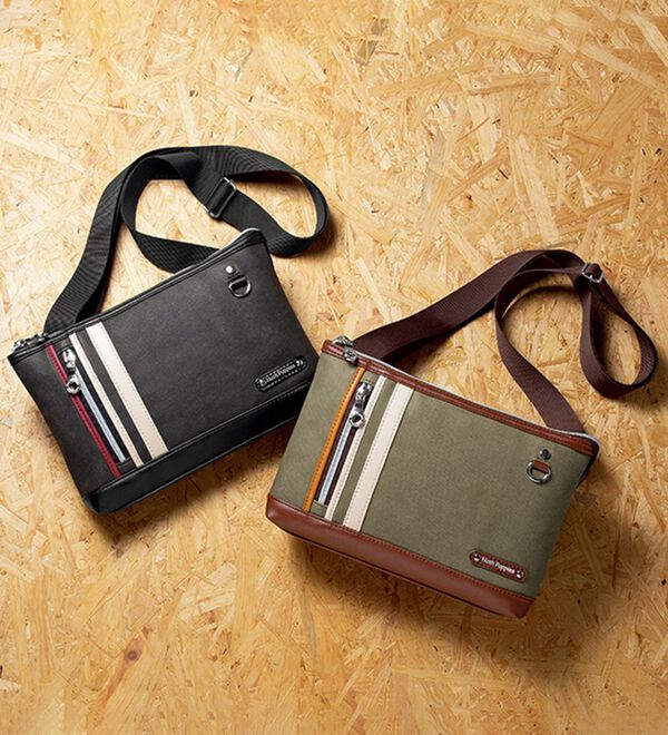 「＜ハッシュパピー＞デニム風合皮サコッシュ（メンズショルダーバッグ）」｜詳細画像