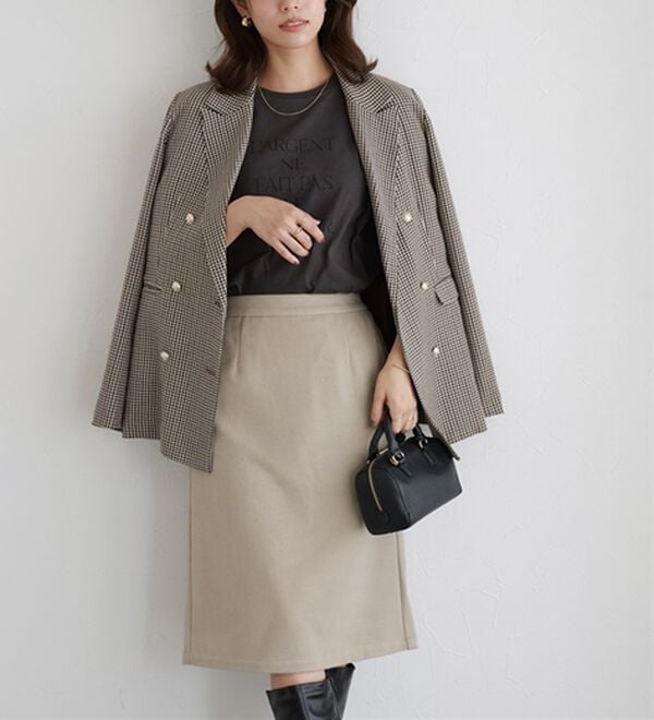 Pierrot（ピエロ）の「丈と柄が選べるカシミヤタッチＩラインスカート（ロングスカート）」｜詳細画像