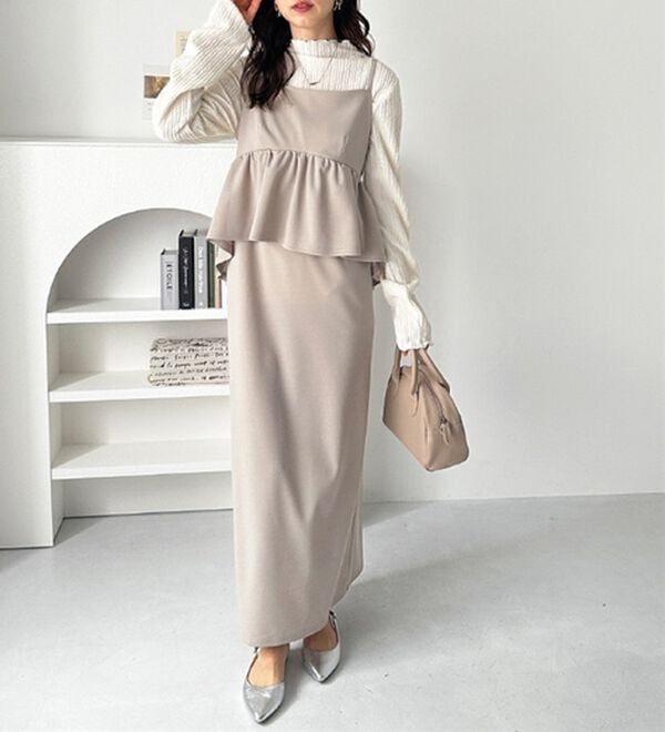 GeeRA（ジーラ）の「楽ちん！ペプラムキャミワンピース（カットソーワンピース）」｜詳細画像