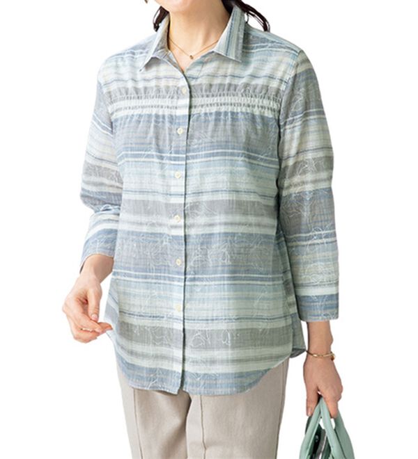 ルフラン（ルフラン）の「【２色組】花柄ボーダーブラウス（ブラウス）」｜詳細画像