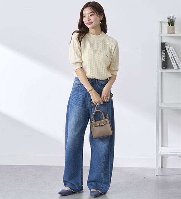 BELLUNA（ベルーナ）の「【ＰＯＬＯ　ＢＣＳ】ケーブル５分袖セーター（ニット・セーター）」｜詳細画像