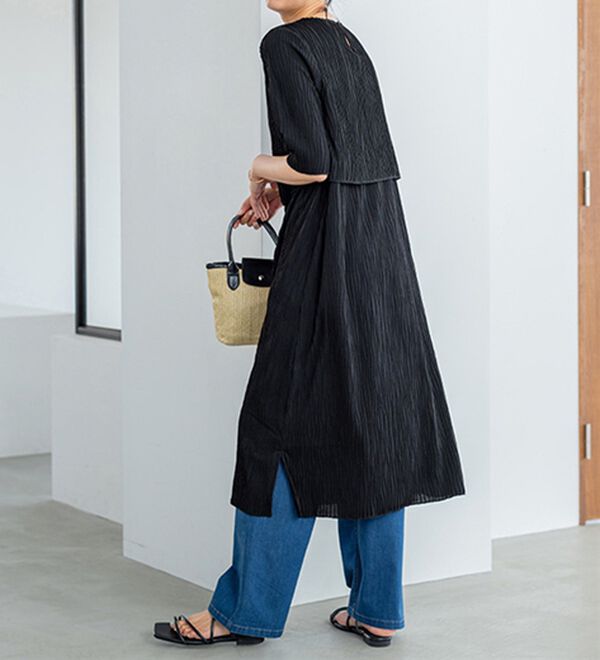 BELLUNA（ベルーナ）の「ヒンヤリ冷感！ライトオンスジーンズ（ワイド）（ワイドパンツ・ガウチョ）」｜詳細画像