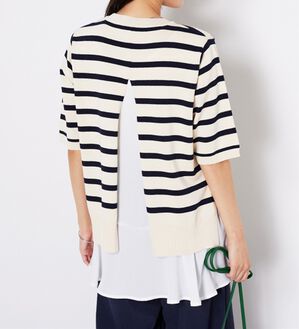 BELLUNA（ベルーナ）の「【2点セット】バックスリットボーダーニットアンサンブル（ニット・セーター）」｜詳細画像