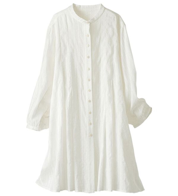 手織り生地のチュニック　コットン100% 綿100％ドビー織シャツチュニック - ベルーナ【公式】