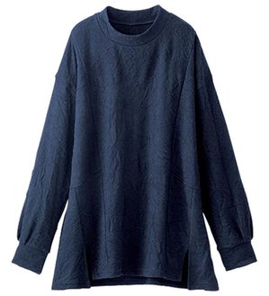 BELLUNA（ベルーナ）の「花柄ふくれジャカード切替プルオーバー（カットソー）」｜ネイビー