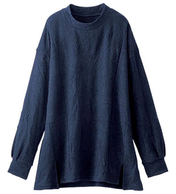 BELLUNA（ベルーナ）の「花柄ふくれジャカード切替プルオーバー（カットソー）」｜ネイビー