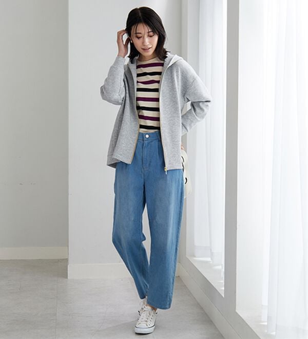 BELLUNA（ベルーナ）の「【快適Ｌａｂ．】とろみ素材裾タックパーカー（パーカー）」｜詳細画像