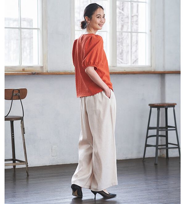 RANAN（ラナン）の「ひんやり！サッカー素材袖ボリュームブラウス（ブラウス）」｜詳細画像