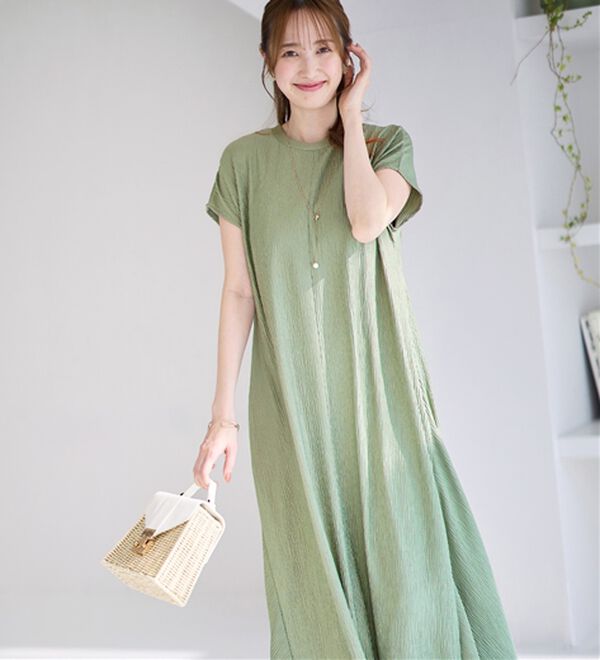 alotta（アロッタ）の「【４つの機能付】ひんやり楽ちん快適！フレアーワンピース（カットソーワンピース）」｜詳細画像