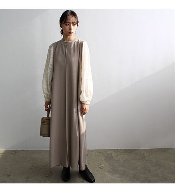 GeeRA（ジーラ）の「袖異素材カットソーワンピース（カットソーワンピース）」｜詳細画像