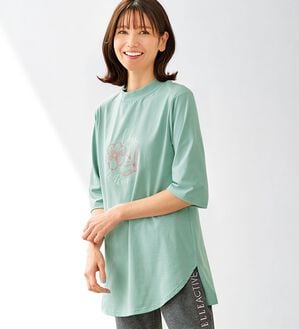 BELLUNA（ベルーナ）の「＜ＥＬＬＥ　Ａｃｔｉｖｅ＞多機能ロゴプリントチュニック（チュニック）」｜詳細画像