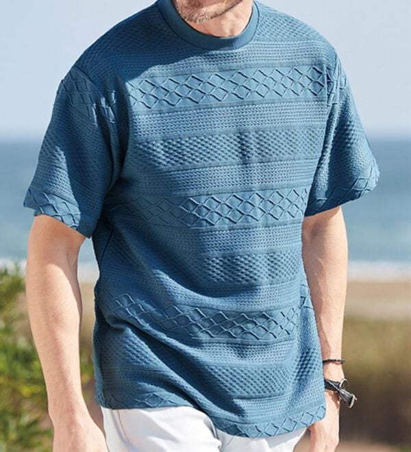 「＜コムルヴァン・オム＞５０代からの涼感ジャカードＴシャツ（メンズＴシャツ）」｜詳細画像