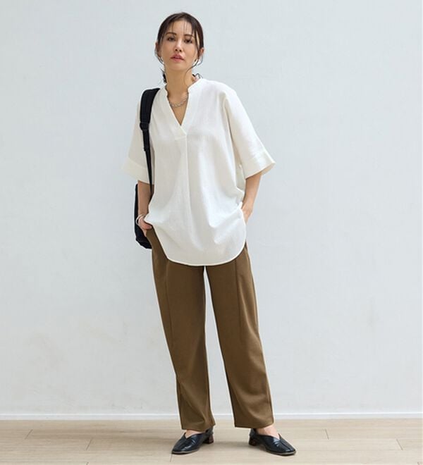 BELLUNA（ベルーナ）の「シュッと体型カバー！ワイドテーパード美脚パンツ（フルレングスパンツ）」｜詳細画像