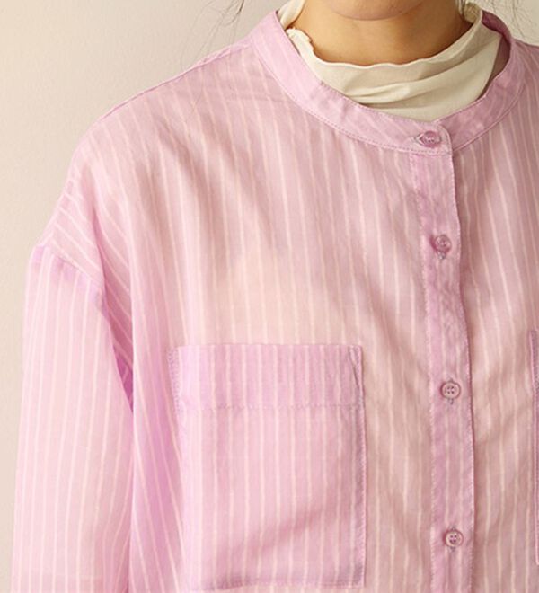 GeeRA（ジーラ）の「シアー素材ストライプマルチウェイシャツ（シャツ）」｜詳細画像
