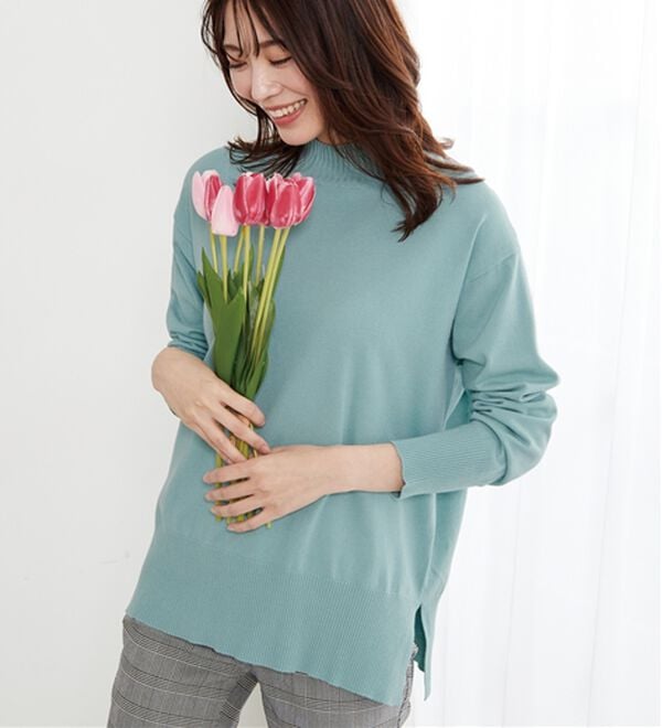 BELLUNA（ベルーナ）の「【新色追加】もちもち素材ハイネックニットプルオーバー（ニット・セーター）」｜詳細画像