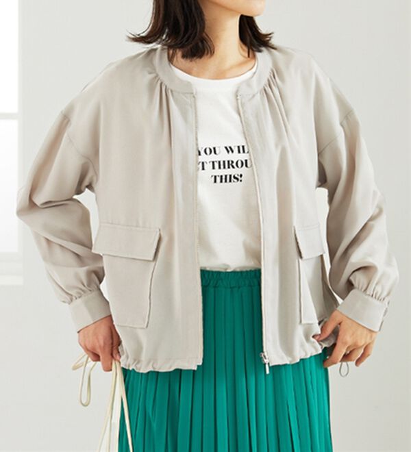 BELLUNA（ベルーナ）の「とろみ素材ポケットデザインブルゾン（ブルゾン）」｜詳細画像