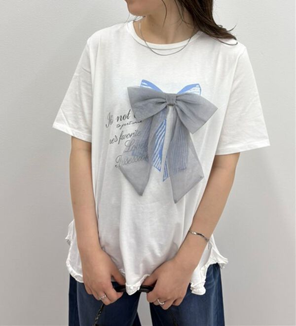BELLUNA（ベルーナ）の「リボンモチーフ裾フリルプルオーバー（Tシャツ）」｜詳細画像
