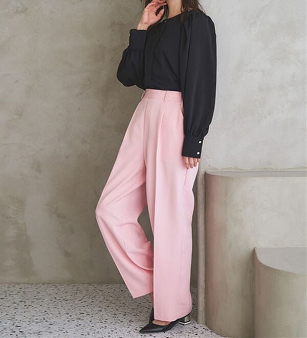 RANAN（ラナン）の「【選べる２丈】機能付！美脚シルエットセンタープレスワイドパンツ（フルレングスパンツ）」｜詳細画像