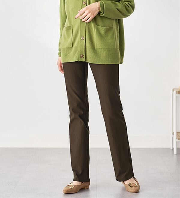 BELLUNA（ベルーナ）の「【選べる裏起毛】静電気防止！ヘリンボーンブーツカットパンツ（フルレングスパンツ）」｜詳細画像