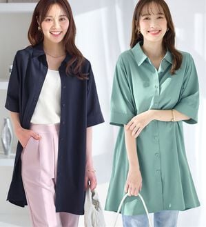 alotta（アロッタ）の「【接触冷感】さらっと快適シャツチュニックワンピース（チュニックワンピース）」｜詳細画像