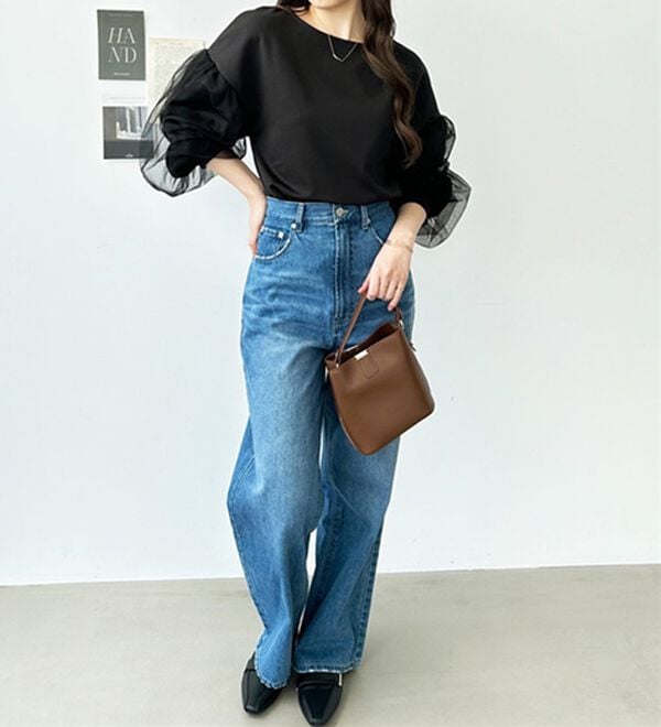 GeeRA（ジーラ）の「チュールボリュームスリーブトップス（カットソー）」｜詳細画像