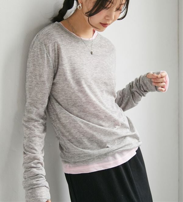RANAN（ラナン）の「【2点セット】バイカラーシアーロンＴ（カットソー）」｜詳細画像