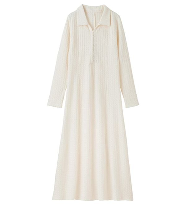 GeeRA（ジーラ）の「ポロ衿表面感素材マーメイドワンピース（カットソーワンピース）」｜詳細画像