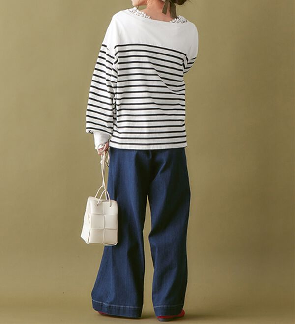 Viola e Viola（ヴィオラ エ ヴィオラ）の「トレンドを楽しむ！バスクボーダーパフ袖プルオーバー（カットソー）」｜詳細画像