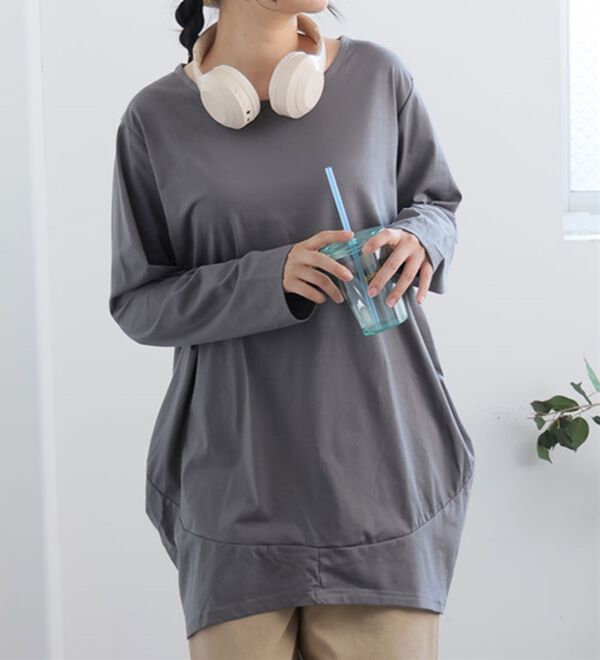 M～8L】長袖・七分袖・半袖 コクーン シルエット チュニック