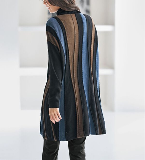 BELLUNA（ベルーナ）の「ちょっと違った私になる配色ニットチュニックワンピース（チュニックワンピース）」｜詳細画像