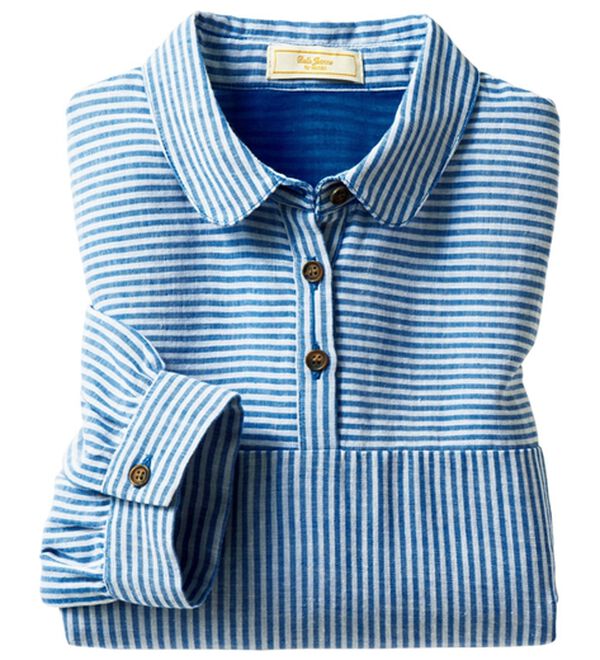 ルフラン（ルフラン）の「選べる＊さら涼ダブルガーゼシャツ（シャツ）」｜ブルーストライプ