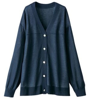 BELLUNA（ベルーナ）の「【快適Ｌａｂ．】シャリ冷！洗える多機能ニットカーディガン（ニットカーディガン）」｜ネイビー
