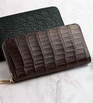 「お買い得！！クロコダイル革　長財布（メンズ財布・パスケース）」｜ダークブラウン