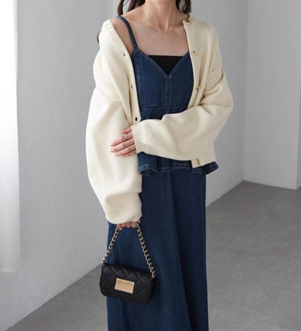 RANAN（ラナン）の「デニムペプラムキャミワンピース（ロングワンピース）」｜詳細画像