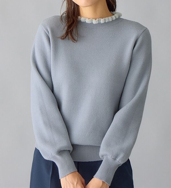 alotta（アロッタ）の「毛布のように温かい　裏シャギーパフ袖ニット（ニット・セーター）」｜詳細画像