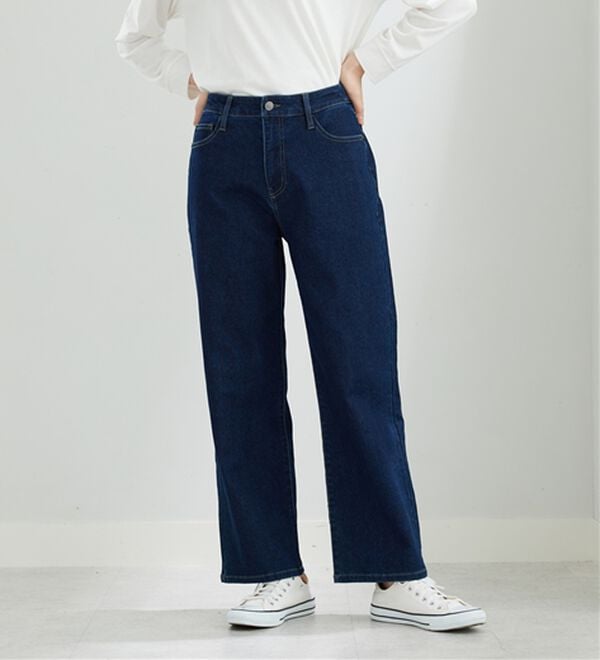 BELLUNA（ベルーナ）の「デニム素材美脚見えワイドパンツ（ワイドパンツ・ガウチョ）」｜詳細画像