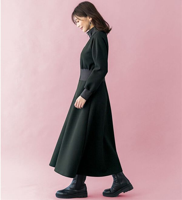 BELLUNA（ベルーナ）の「【ＳＭＡＲＴ　ＥＣＯ　ＪＥＲＳＥＹ】リブ切替ワンピース（ロングワンピース）」｜詳細画像