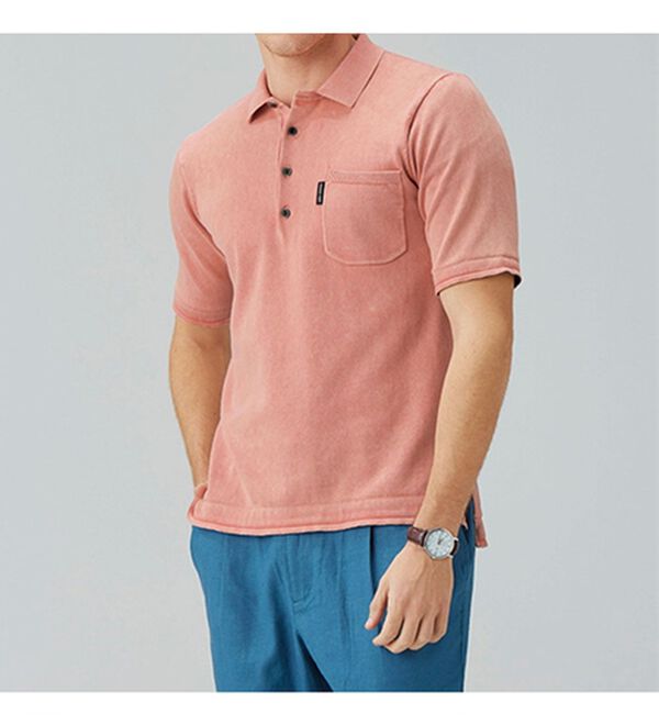 「＜イネド＞ヴィンテージ加工のニットポロ（メンズポロシャツ）」｜詳細画像