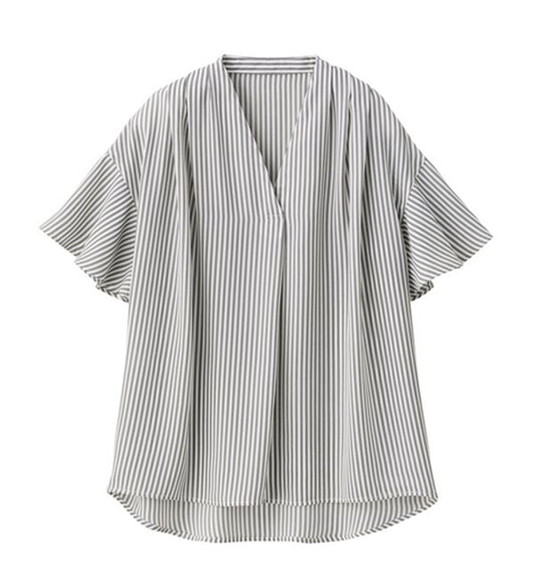 GeeRA（ジーラ）の「【再入荷】サラサラ涼しい！着やせも叶うフレアー袖ブラウス（ブラウス）」｜詳細画像