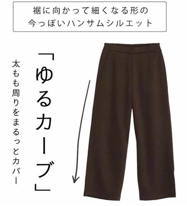 A HAPPY MARILYN（アハッピーマリリン）の「【Ｌ～６Ｌ／選べる丈】脚痩せ！ポンチ素材ストレッチカーブパンツ（ワイドパンツ・ガウチョ）」｜詳細画像
